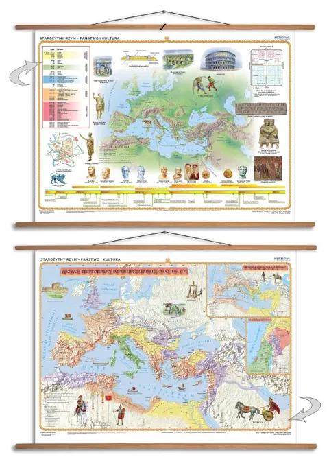 Dwustronna mapa ścienna DUO Starożytny Rzym – państwo i kultura