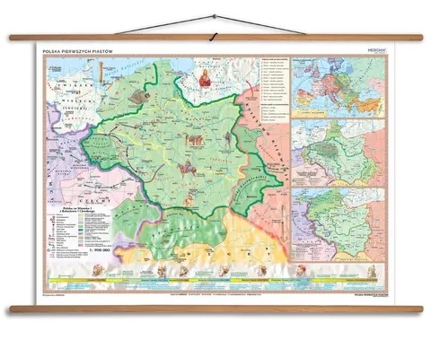 Ścienna mapa Polska pierwszych Piastów – Mieszko I i Chrobry