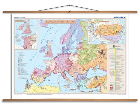 Ścienna mapa Europa w XII–XIII w. Imperium mongolskie w XIII w.
