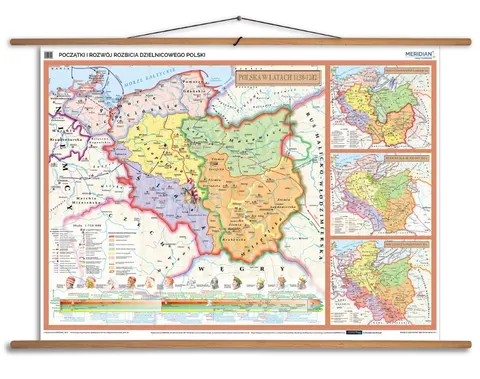 Ścienna mapa Rozbicie dzielnicowe Polski 1138–1305