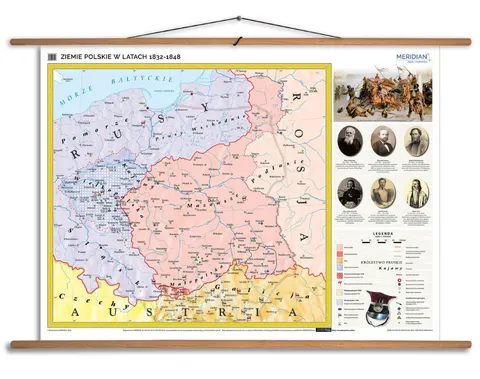 Ścienna mapa Ziemie polskie w latach 1832–1848