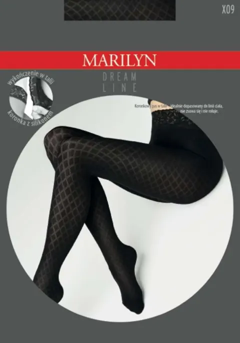 Marilyn Rajstopy w romby z pasem koronkowym Dream Line X09