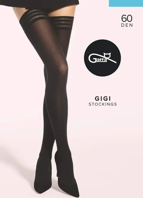 Pończochy samonośne kryjące Gatta Gigi 01 czarne 60 den
