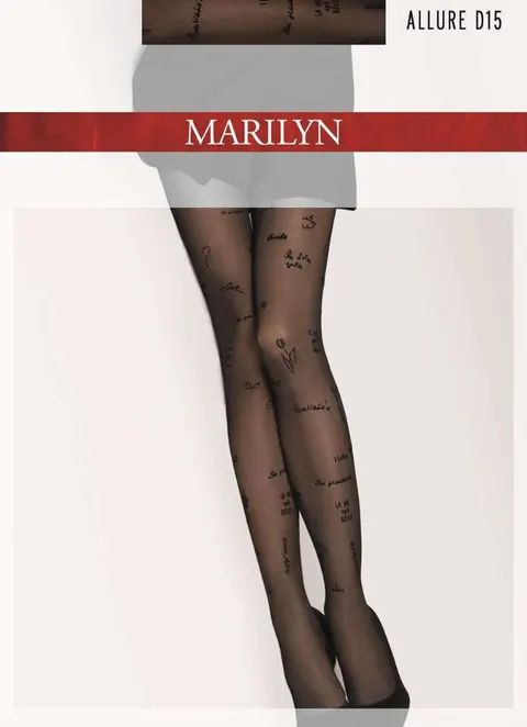 Rajstopy z napisami Marilyn Allure D15 czarne 40 den