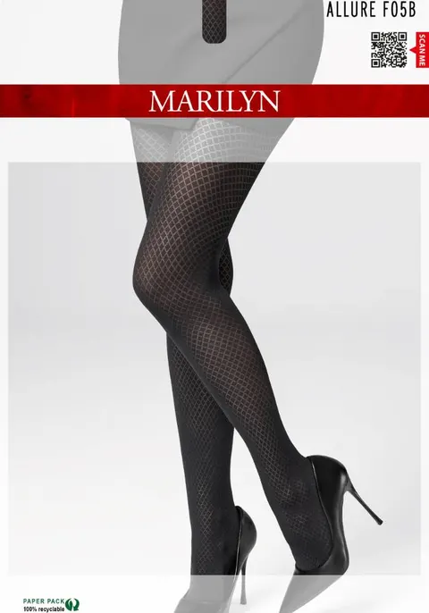 Rajstopy w romby Marilyn Allure F05B czarne 60 den