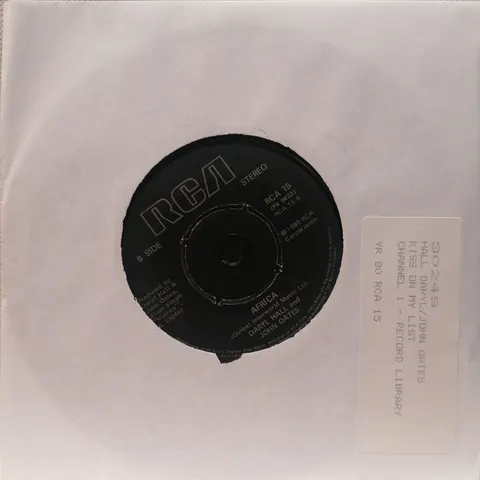Daryl Hall, J. Oates Kiss On My List SP RCA15 VG
