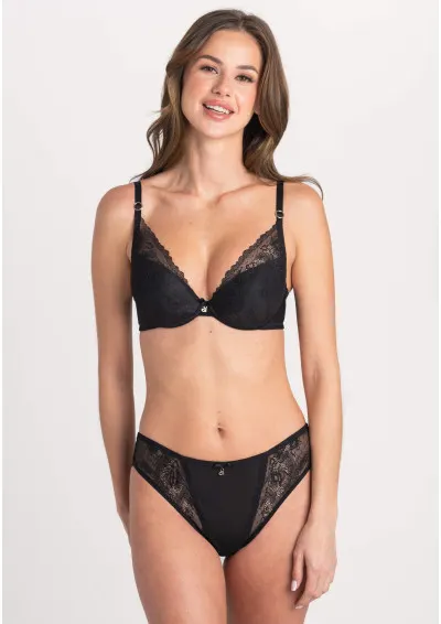 Samanta - Biustonosz Samanta A479 antracytowy push-up Czarny 75A