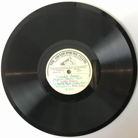 Lotte Schone Turandot - Puccini E503 Gramophone Concert Record