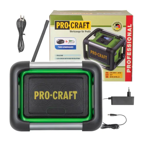 Procraft Radio akumulatorowe sieciowe PJS20BB (bez akum. i ładowarki)