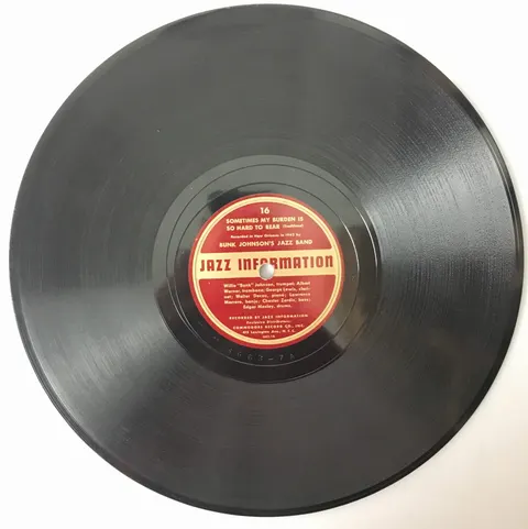 Bunk Johnson's Original Band Sometimes My Burden is So Hard To Bear / Sobbin' Blues No.2 16 Jazz Information