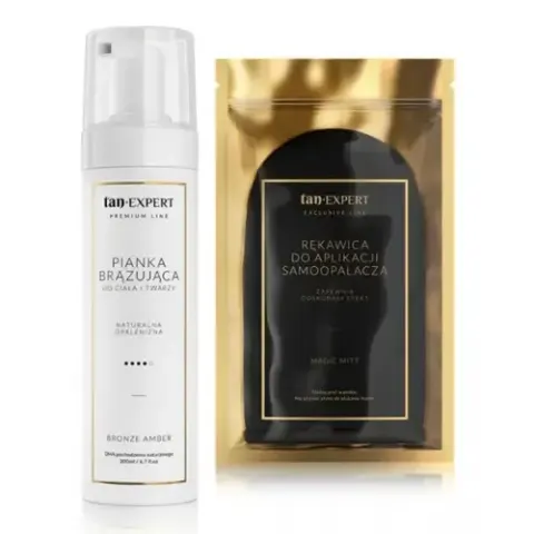 TanExpert Bronze Amber Zestaw: Pianka Samoopalająca 200 ml + Rękawica do aplikacji samoopalacza