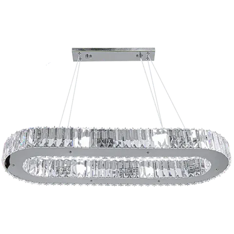 Żyrandol kryształowy WINDSOR 8xE14 chrom owalny nad stół Elem 6350/8 8C