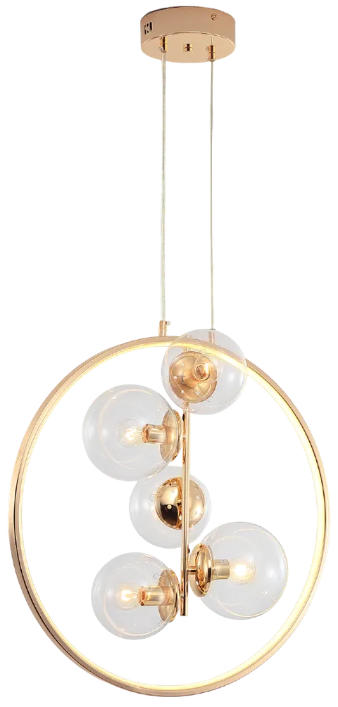 Lampa sufitowa NOVA złota 5xE14 + 16W LED Kule Ring Elem DRS8202/5 TR