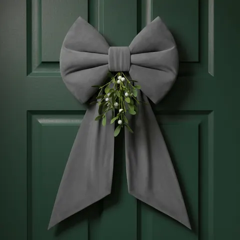 Kokarda Deco Velvet Glam Bow 50x40+50 cm Szary