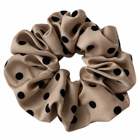 Gumka Scrunchies satynowa w kropki brązowa