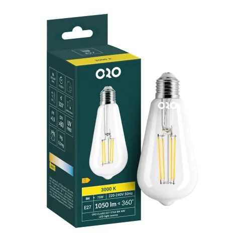 Żarówka FILAMENT E27 8 W 3000 K