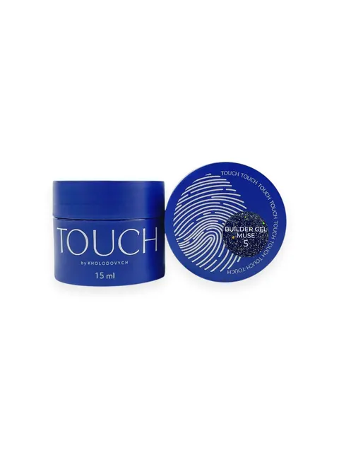 TOUCH Muse builder gel 05 - srebrno-niebieski odblaskowy żel budujący z płatkami yuki, 15 ml (SALE)