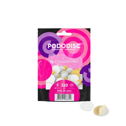 Białe wymienne nakładki na miękiej bazie do PODODISC STALEKS PRO M, gradacja 320 (50 szt.)