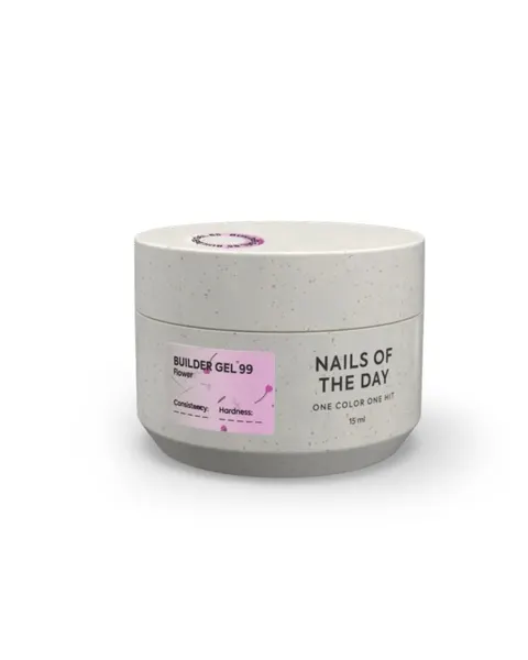 NAILSOFTHEDAY Builder gel 99 - różowy żel budujący z kwiatami, 15 ml