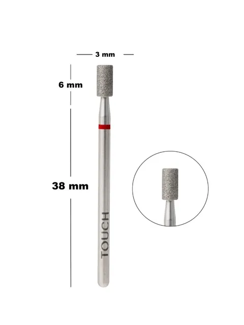 TOUCH Frez diamentowy walec czerwony 3 mm