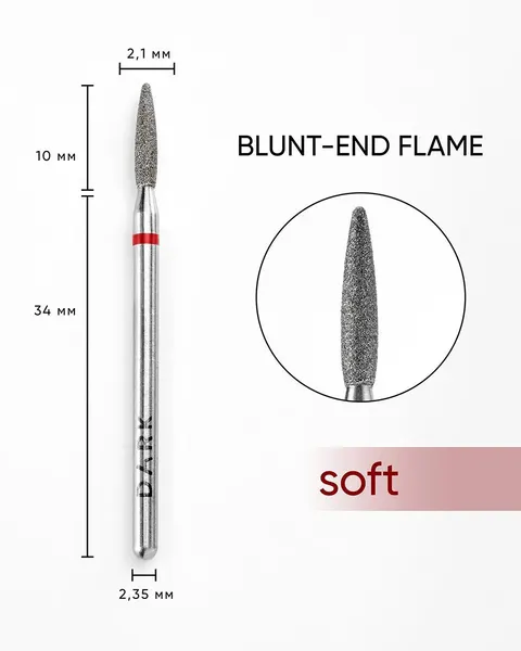 DARK Freza do paznokci Tapered Flame 2.1 x 10 mm (czerwona)