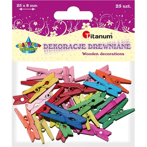 Spinacze drewniane 3x25mm kolorwe Titanum a25