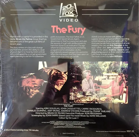 Frank Yablans The Fury Laserdisc 109770 VG
