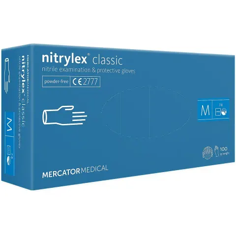 Rękawice Nitrylowe 8% VAT MERCATOR MEDICAL niebieskie męskie (RMM-NITCLAS N) — rozm. XL
