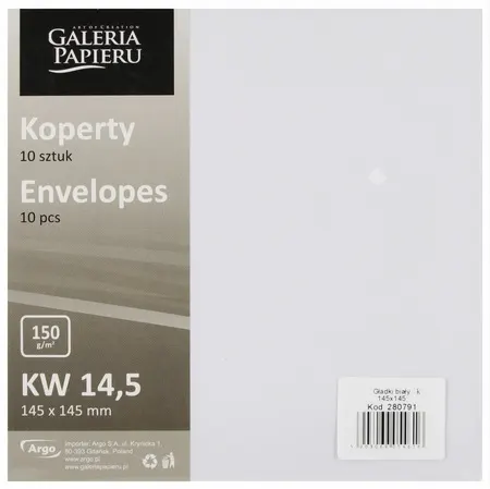 Koperta 145x145 NK biała gładka op10szt Galeria Papieru