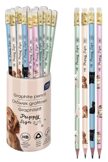 Ołówek trójkątny z gumką Puppy Sign HB Interdruk