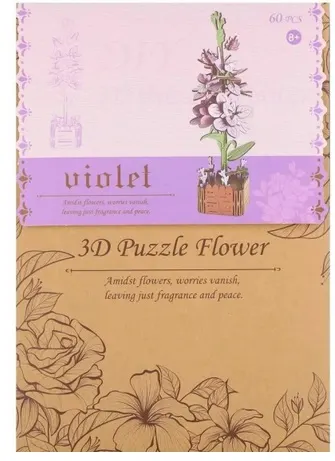 Puzzle Drewniane 3d 60 Elementów Kwiaty Mega Creative