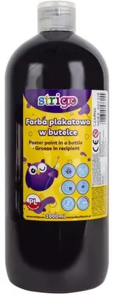 Farba plakatowa w butelce 1000ml czarna Strigo