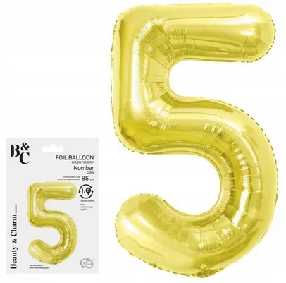 Balon Foliowe Beauty & Charm cyfra 5 light gold 85cm Godan