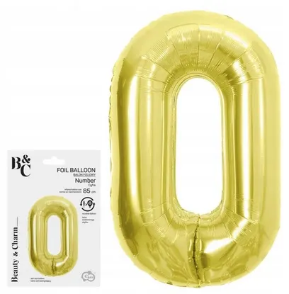 Balon Foliowe Beauty & Charm cyfra 0 light gold 85cm Godan