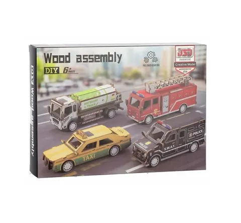 Puzzle Drewniane 3D Pojazdy miejskie 6+ Mega Creative