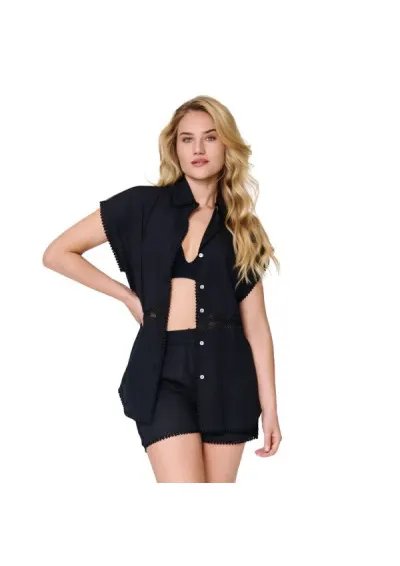 LingaDore - Komplet plażowy dwuczęściowy Black 8233 czarny L Czarny