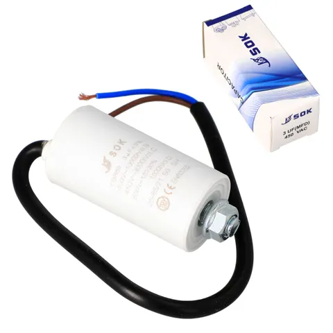 Kondensator rozruchowy silnika 3uF 450V z kablem wysokonapięciowy