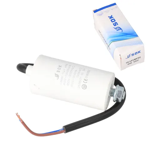 Kondensator rozruchowy silnika 10uF 450V z kablem wysokonapięciowy