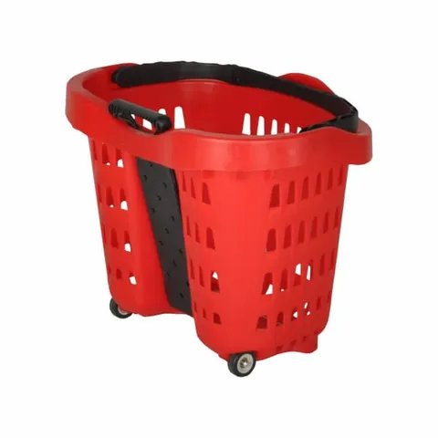 Koszyk na zakupy sklepowy plastikowy HD na 2 kółkach 58l