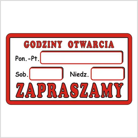 Wywieszka Godziny otwarcia
