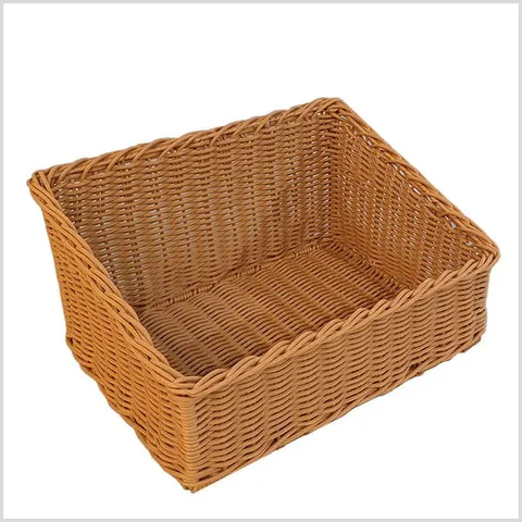 Kosz z polirattanu mały 49x39x16/25 - Jasny brąz