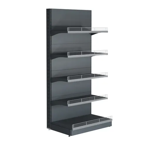 Regał przyścienny typ2 210 cm, 5 półek z barierkami, podstawa 50 cm