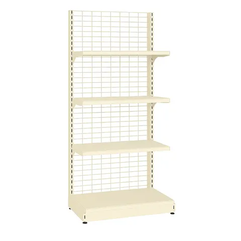 Regał przyścienny z kratą i 4 półkami, 210 cm, podstawa 40 cm