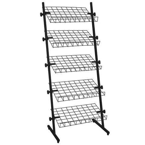 Stojak ekspozycyjny druciany 5 półek 55×128 cm - Czarny