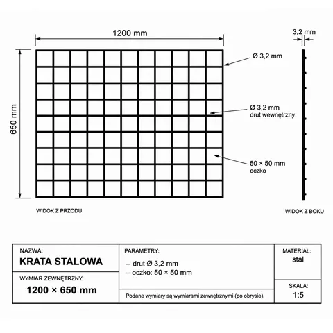 Krata metalowa bez ramki – czarna
