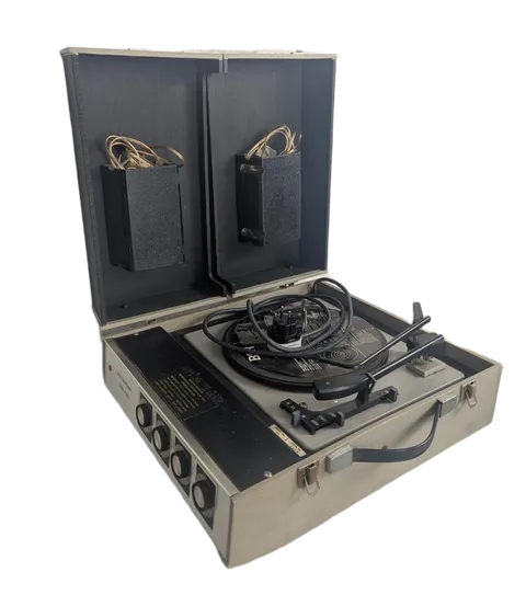 Walizkowy gramofon stereofoniczny Marconiphone Stereo Player 401S, BSR – UK, ok. 1962–1965