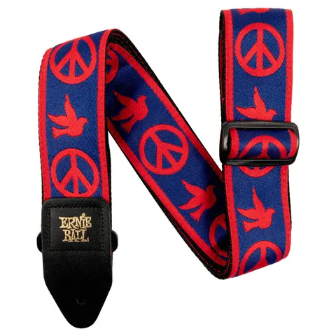 Pasek Ernie Ball Red and Blue Peace Love Dove Jacquard Strap