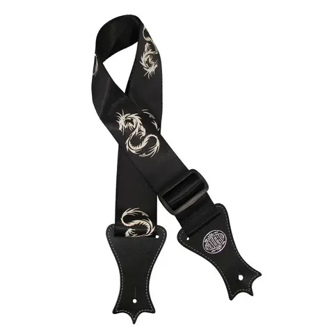 Pas Gitarowy Gaucho Icon Czarny Nylon Biały Smok
