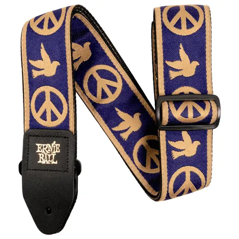 Pasek Ernie Ball Navy Blue and Beige Peace Love Dove Jacquard