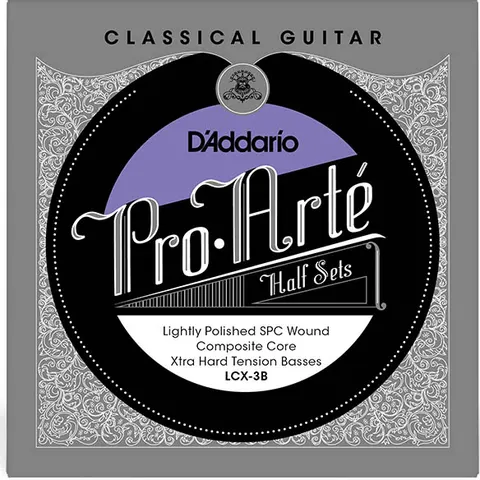 D'Addario Pro-Arte Lightly Polished Silver Plated Copper on Composite Core Classical Half Set, Extra Hard Tension